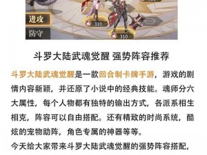 斗罗大陆之武魂觉醒最强阵容搭配策略：探索最佳角色组合与战术布局