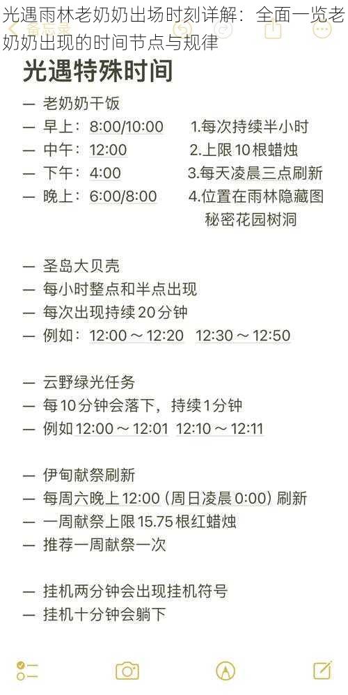 光遇雨林老奶奶出场时刻详解：全面一览老奶奶出现的时间节点与规律