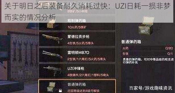 关于明日之后装备耐久消耗过快：UZI日耗一损非梦而实的情况分析