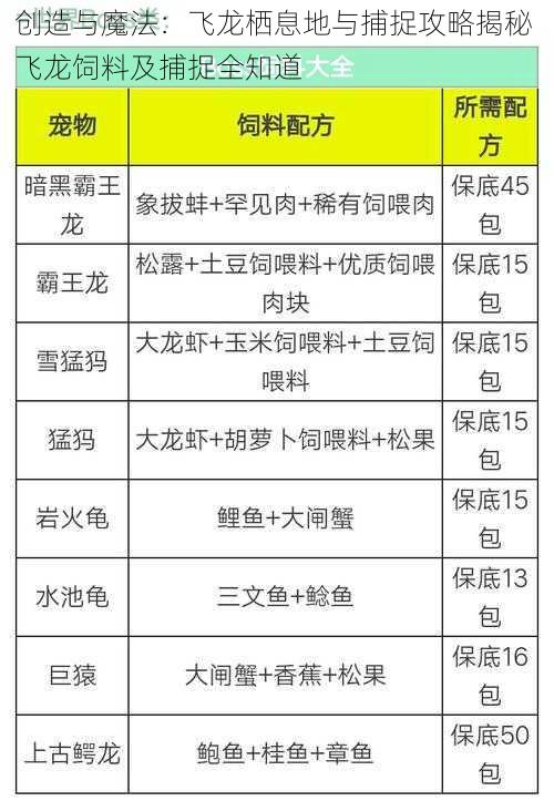 创造与魔法：飞龙栖息地与捕捉攻略揭秘 飞龙饲料及捕捉全知道