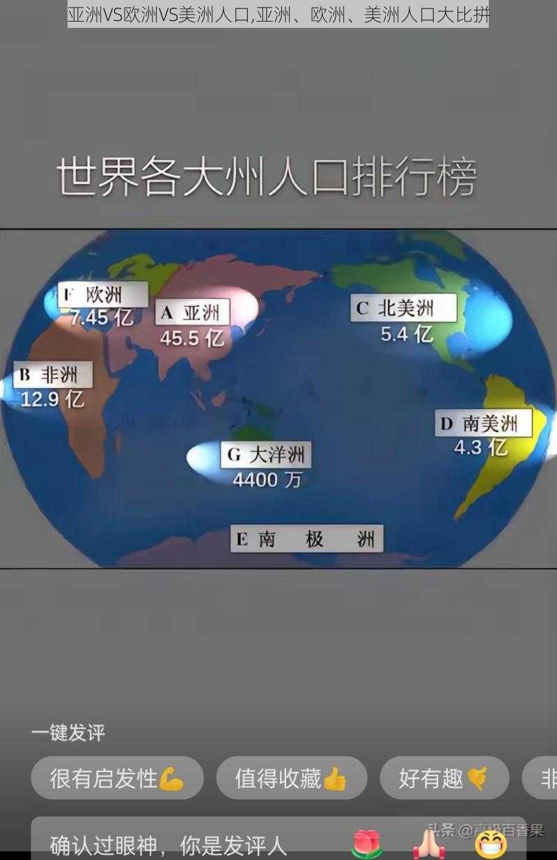 亚洲VS欧洲VS美洲人口,亚洲、欧洲、美洲人口大比拼