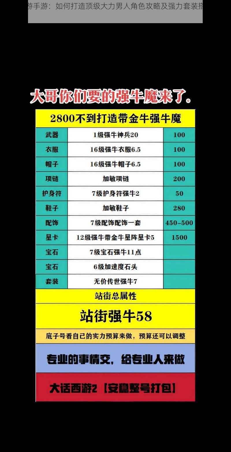 大话西游手游：如何打造顶级大力男人角色攻略及强力套装搭配推荐全解析