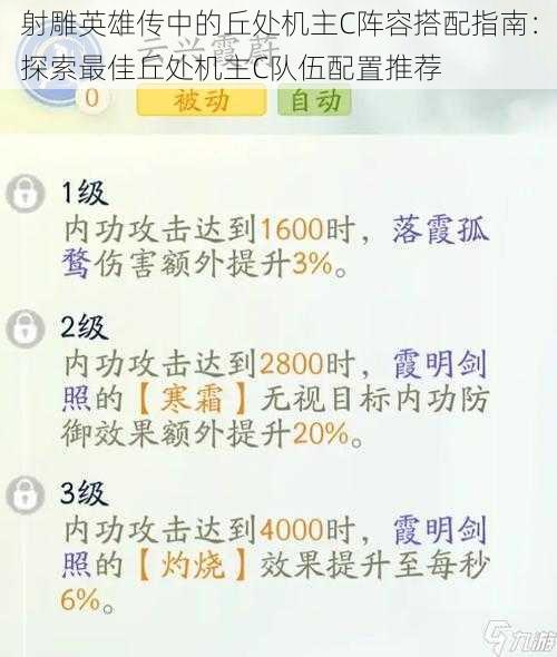 射雕英雄传中的丘处机主C阵容搭配指南：探索最佳丘处机主C队伍配置推荐