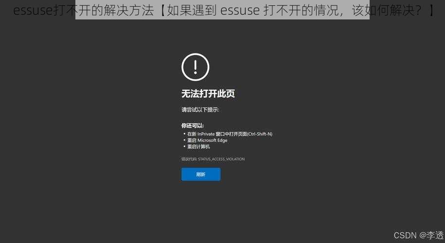 essuse打不开的解决方法【如果遇到 essuse 打不开的情况，该如何解决？】