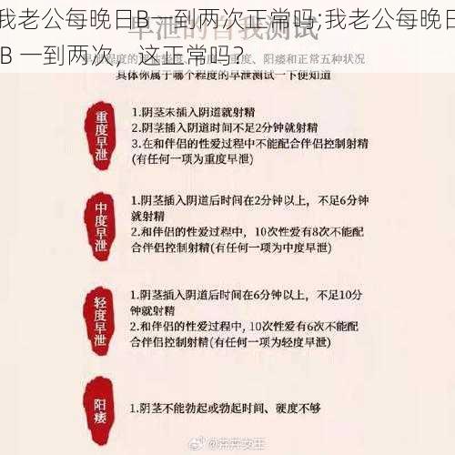 我老公每晚日B一到两次正常吗;我老公每晚日 B 一到两次，这正常吗？