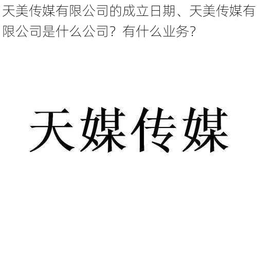 天美传媒有限公司的成立日期、天美传媒有限公司是什么公司？有什么业务？