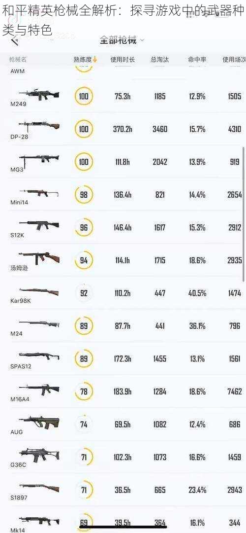 和平精英枪械全解析：探寻游戏中的武器种类与特色